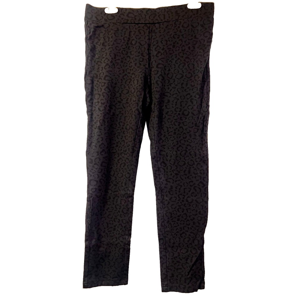 NYDJ Pants Black Leopard Print Lift Tuck Technology Pull On Leggings Size 10P